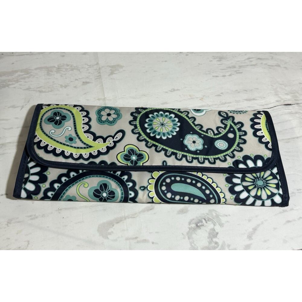 Thirty-One Gifts Blue Paisley Pattern Travel Flat Iron/Curling Iron Holder